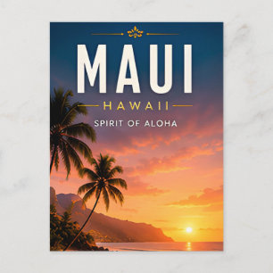 🌺 Maui Hawaï Tropische Zonsondergang Huisdecorati Briefkaart