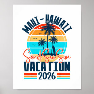 Maui Hawaï vakantie 2026 souvenir bijpassende fami Poster