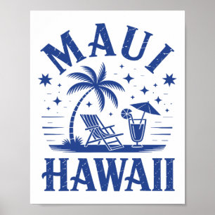 Maui Hawaï Vintage Surf Strand Surfen 70's Retro Poster