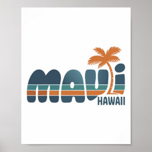Maui Hawaï Vintage Surf Strand Surfen 70's Retro Poster