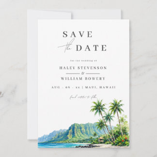 Maui Hawaï Waterverf Bestemming Tropisch Eiland Save The Date