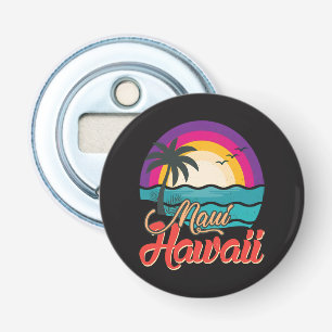 Maui Hawaï Zonsondergang Strand Golven Button Flesopener