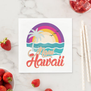 Maui Hawaï Zonsondergang Strandgolven Servet