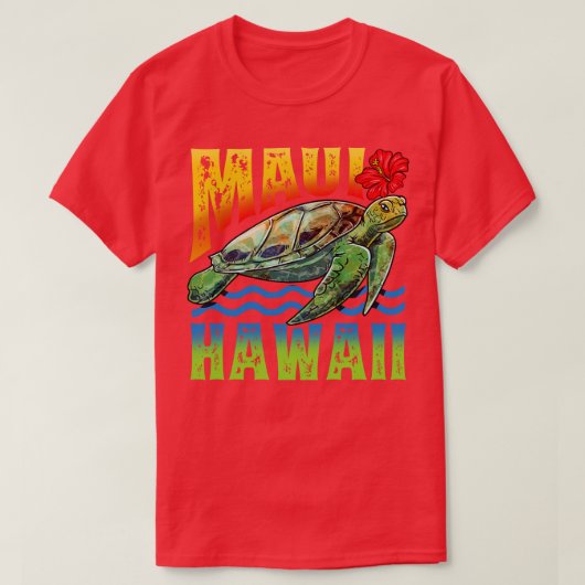 Maui Hawaii Aloha Turtle Summer Vacation Surfer Gi T-shirt (Design voorkant)