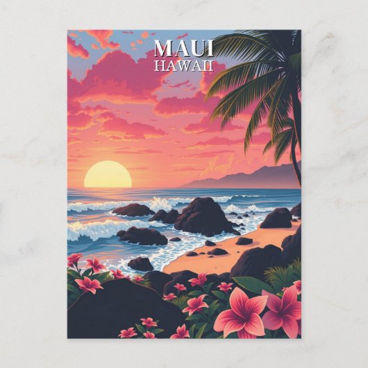 Maui Hawaii Aloha Vintage Travel Briefkaart (Voorkant)