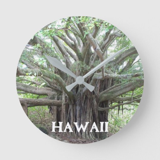Maui Hawaii Bayan Tree Clock Ronde Klok (Voorkant)