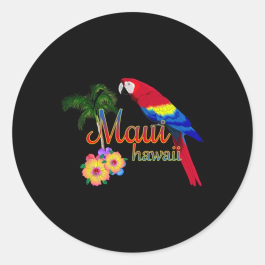 Maui Hawaii Beach Aloha Ronde Sticker (Voorkant)