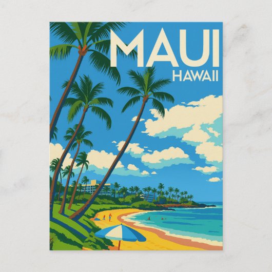 Maui Hawaii Beach Vintage Reizen Briefkaart (Voorkant)