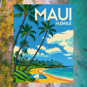Maui Hawaii Beach Vintage Reizen Briefkaart