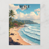 Maui Hawaii Beach Vintage Reizen Briefkaart (Voorkant)