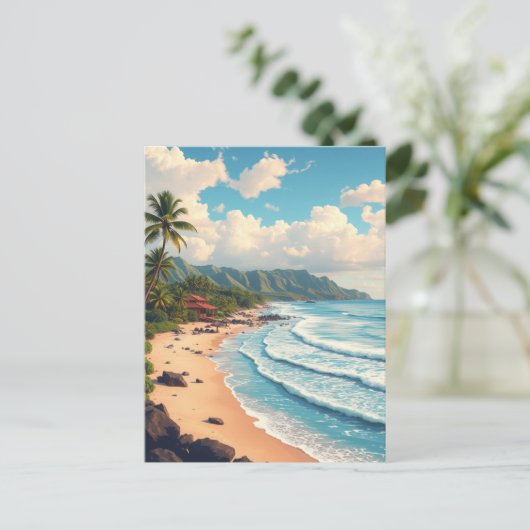 Maui Hawaii Beach Vintage Reizen Briefkaart (Staand voorkant)