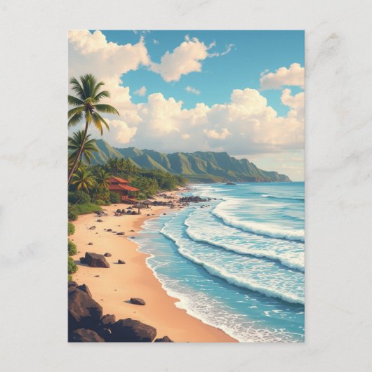 Maui Hawaii Beach Vintage Reizen Briefkaart (Voorkant)