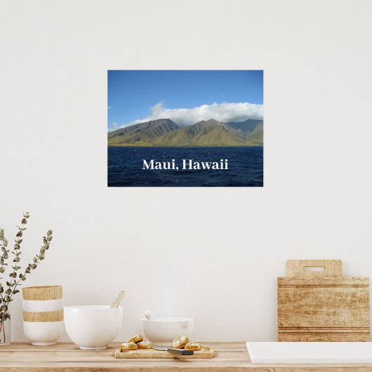 Maui Hawaii Beauful Mountains Ocean Poster (Keuken)