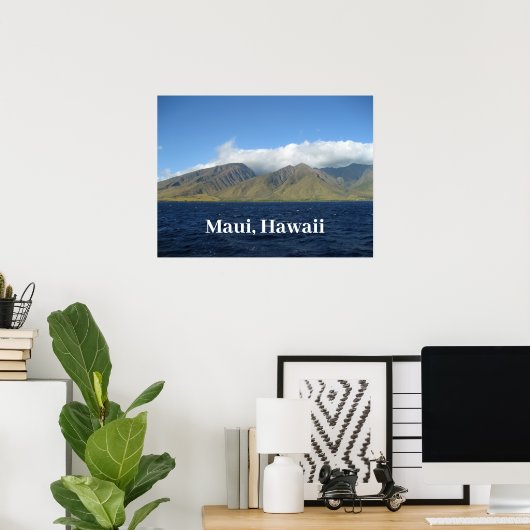 Maui Hawaii Beauful Mountains Ocean Poster (Thuiskantoor)