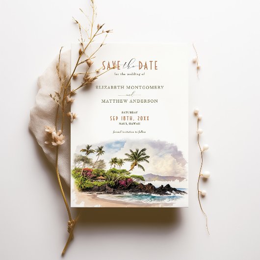 Maui Hawaii bewaar de datum van bestemming huwelij Kaart