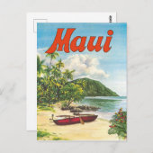 Maui, Hawaii, boten op het strand, , reizen Briefkaart (Voorkant / Achterkant)