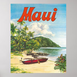 Maui, Hawaii, boten op het strand, , reizen Poster
