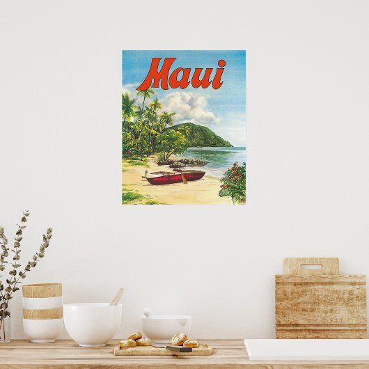 Maui, Hawaii, boten op het strand, , reizen Poster (Keuken)