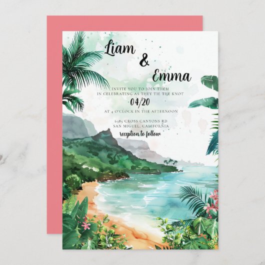 Maui Hawaii Bruiloft Uitnodiging bestemming bruilo (Voorkant / Achterkant)