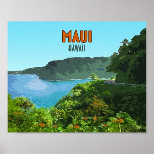 Maui Hawaii Coast Hana Road  Poster (Voorkant)