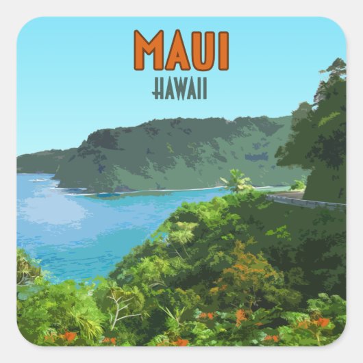 Maui Hawaii Coast Hana Road  Vierkante Sticker (Voorkant)