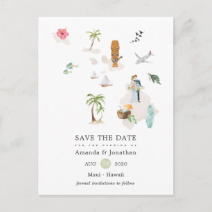 Maui - Hawaii Destination Wedding Save the Date Aankondigingskaart