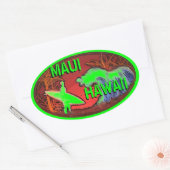 Maui Hawaii groene surfer golven kunst stickers (Envelop)