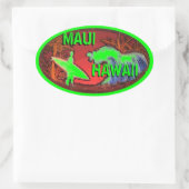 Maui Hawaii groene surfer golven kunst stickers (Tas)