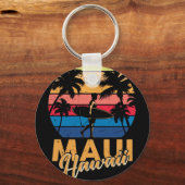  Maui Hawaii Hawaiian Beach Surfing 70's Sleutelhanger (Voorkant)