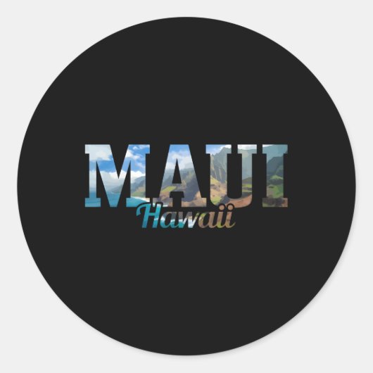 Maui Hawaii Hawaiian Islands Surf Surfred Surfer Ronde Sticker (Voorkant)