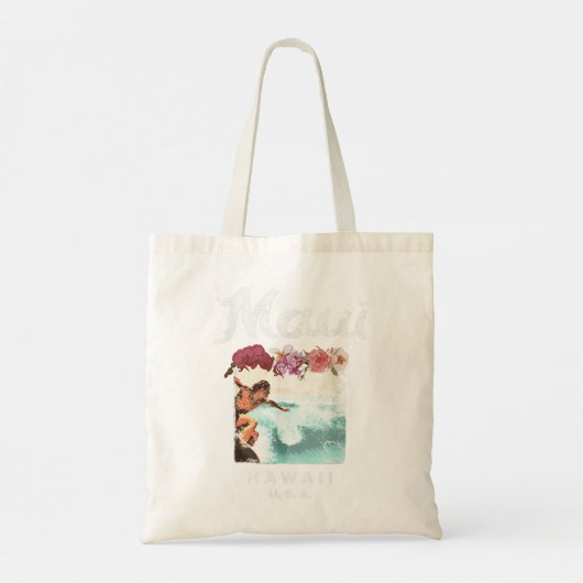 Maui Hawaii  Hawaiian Surfing Retro 863 Tote Bag (Achterkant)