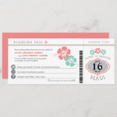 Maui Hawaii Hibiscus Boarding Pass Wedding Kaart (Voorkant / Achterkant)