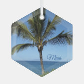 Maui Hawaii Island Fotografie palmboom Glas Ornament (Voorkant)