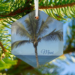 Maui Hawaii Island Fotografie  palmboom Glas Ornament<br><div class="desc">Mooie,  gedurfde blues achter een groene palmboom voor mensen die van Maui houden,  Hawaii. Deze oceaanfotografie stervormde kerstversiering is perfect voor een Hawaïaans strandhuis op dit tropische eiland.</div>