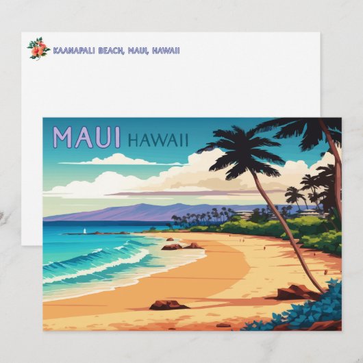 Maui Hawaii Kaanapali Beach  Retro (Voorkant / Achterkant)