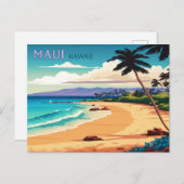 Maui Hawaii Kaanapali Beach  Retro Briefkaart (Voorkant / Achterkant)