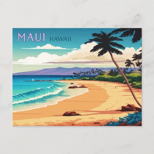 Maui Hawaii Kaanapali Beach  Retro Briefkaart (Voorkant)