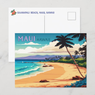 Maui Hawaii Kaanapali Beach  Retro Briefkaart