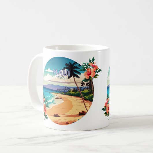 Maui Hawaii Kaanapali Beach  Retro Coffee Koffiemok (Voorkant links)