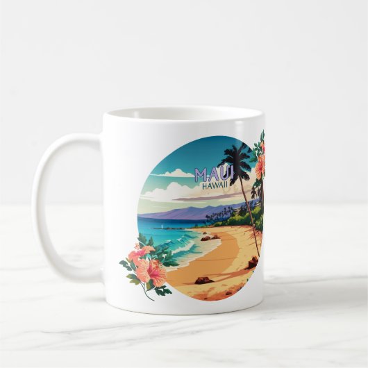 Maui Hawaii Kaanapali Beach  Retro Coffee Koffiemok (Links)