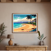 Maui Hawaii Kaanapali Beach  Retro Poster