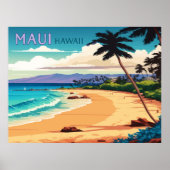 Maui Hawaii Kaanapali Beach  Retro Poster (Voorkant)