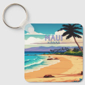 Maui Hawaii Kaanapali Beach  Retro Sleutelhanger (Voorkant)