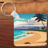 Maui Hawaii Kaanapali Beach  Retro Sleutelhanger (Voorkant)
