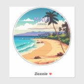 Maui Hawaii Kaanapali Beach  Retro Sticker (Vel)