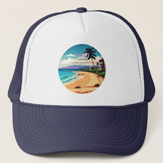 Maui Hawaii Kaanapali Beach  Retro Trucker Pet (Voorkant)