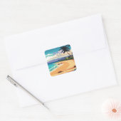 Maui Hawaii Kaanapali Beach Retro Vierkante Sticker (Envelop)