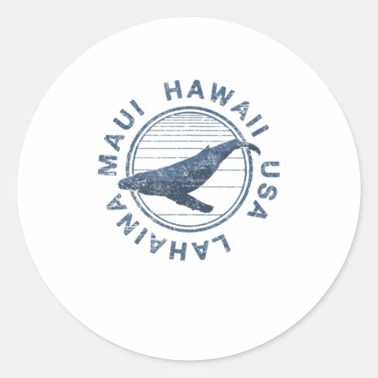 Maui Hawaii Lahaina  walvisretro Ronde Sticker (Voorkant)