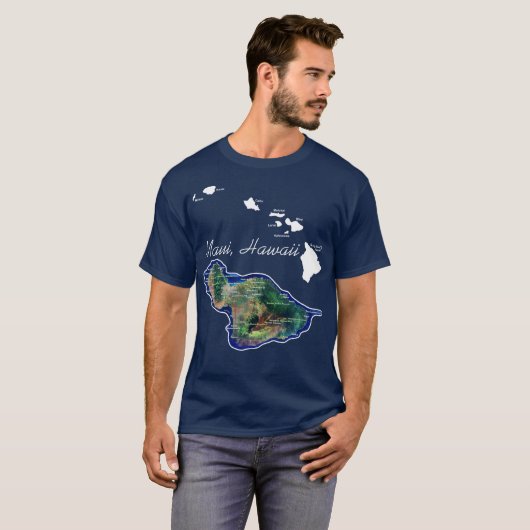 Maui Hawaii met Hawaïaanse eilanden T-shirt (Voorkant volledig)