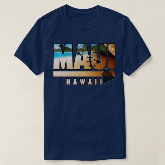 Maui Hawaii met Hawaïaanse eilanden T-shirt (Design voorkant)
